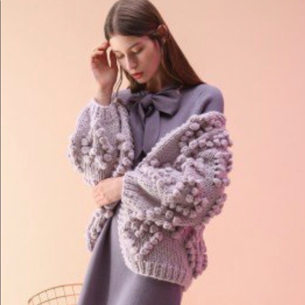Knit Your Love Cardigan in Lavender | Chicwish